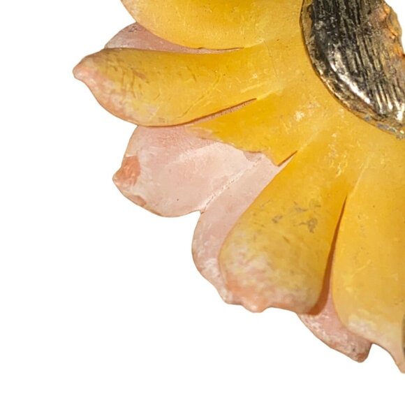 Vintage Orange Flower Brooch Pin - Retro Floral Statement Jewelry - Picture 4 of 4